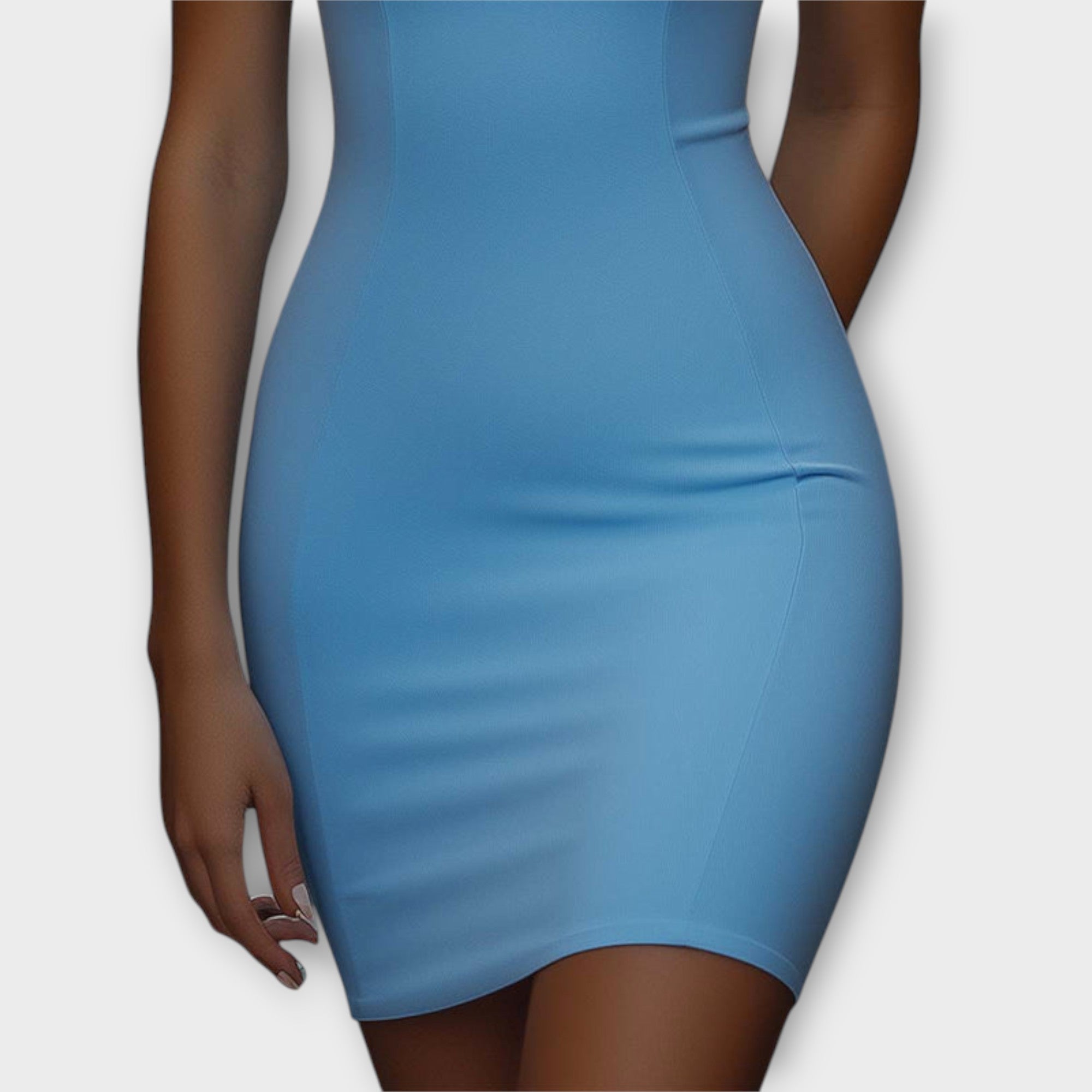 Maja - Blå Stretch Bodycon Mini Klänning