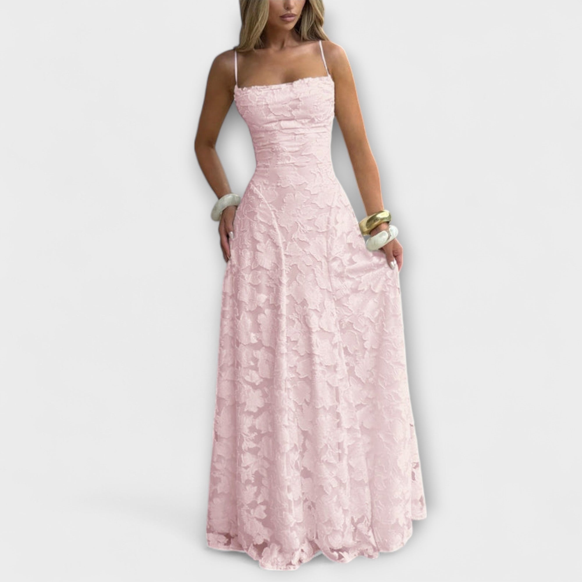 Emberly - Elegant Jacquard Maxi Klänning
