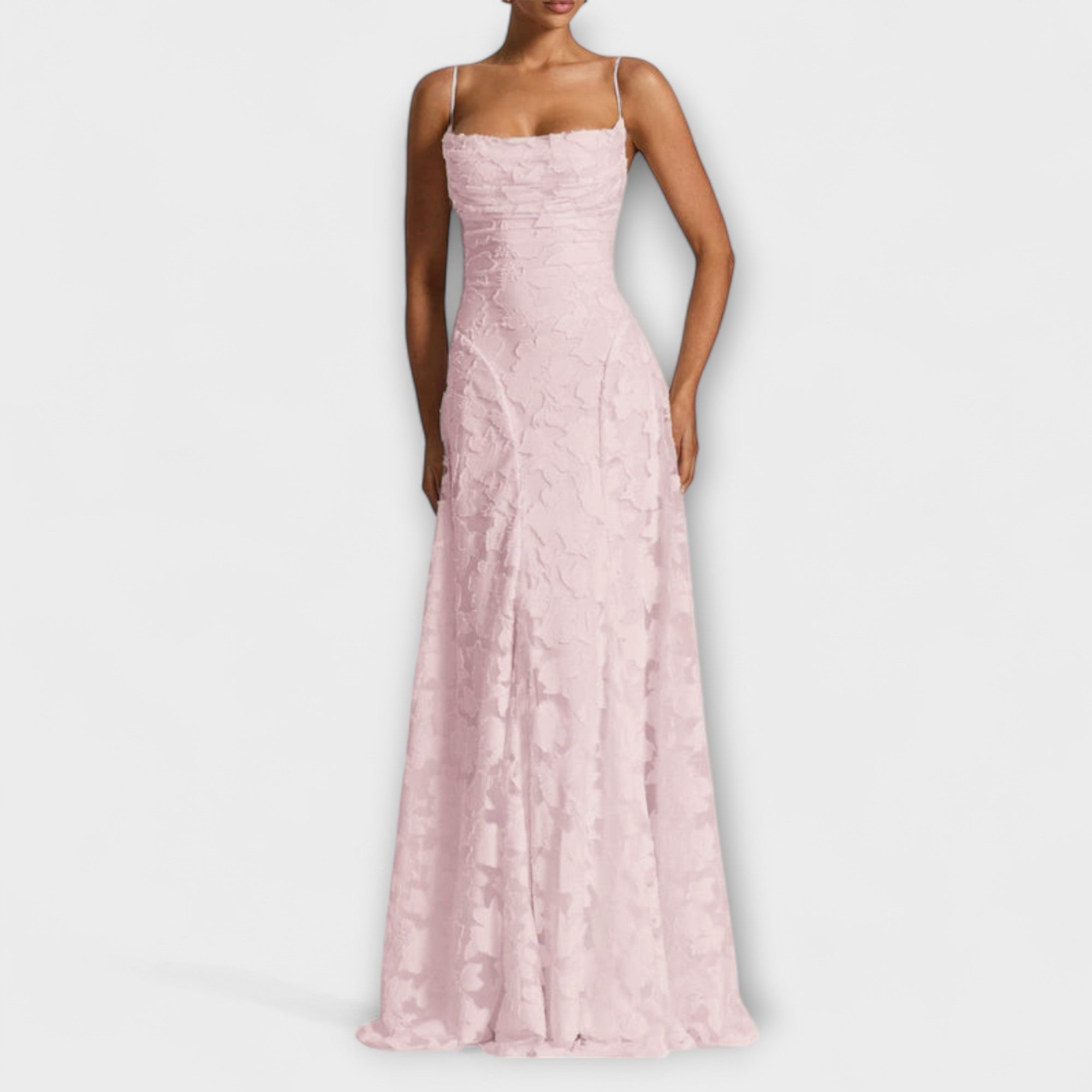 Emberly - Elegant Jacquard Maxi Klänning