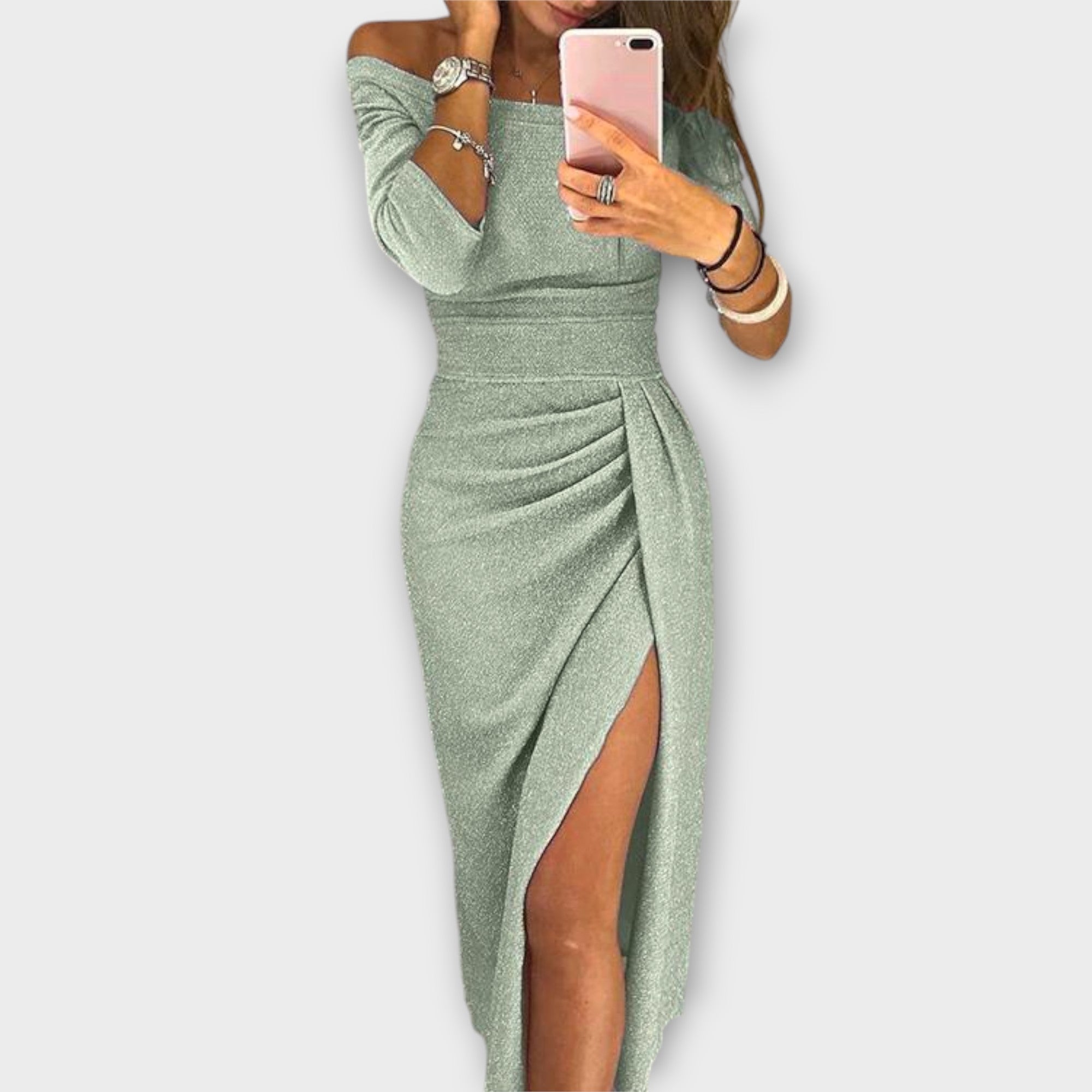 Lena - Elegant Off-Shoulder Klänning
