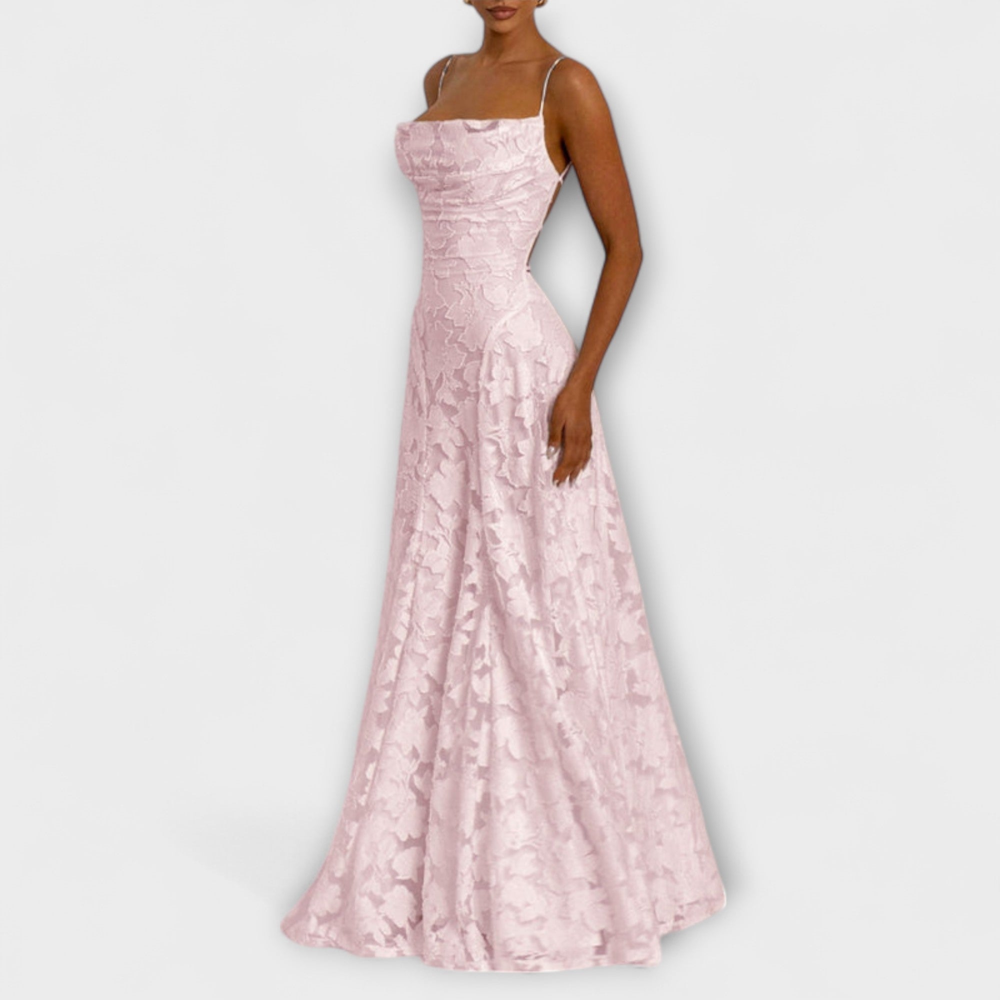 Emberly - Elegant Jacquard Maxi Klänning