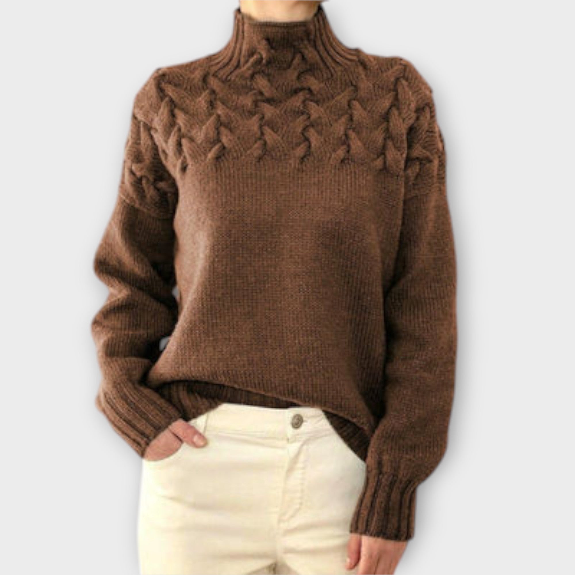 Eva - Damtröja med Kabelstickad Detalj