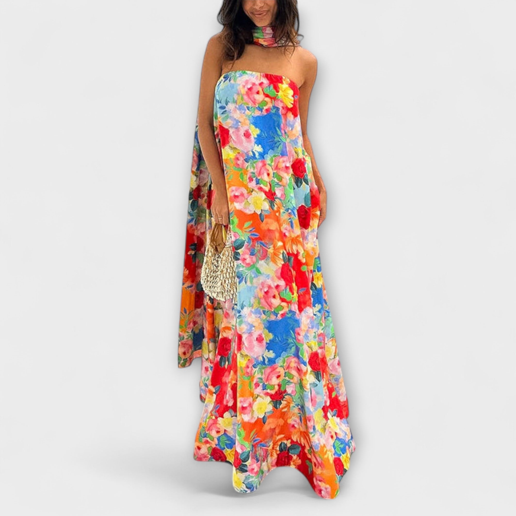Harlow - Off-Shoulder Blommig Maxiklänning