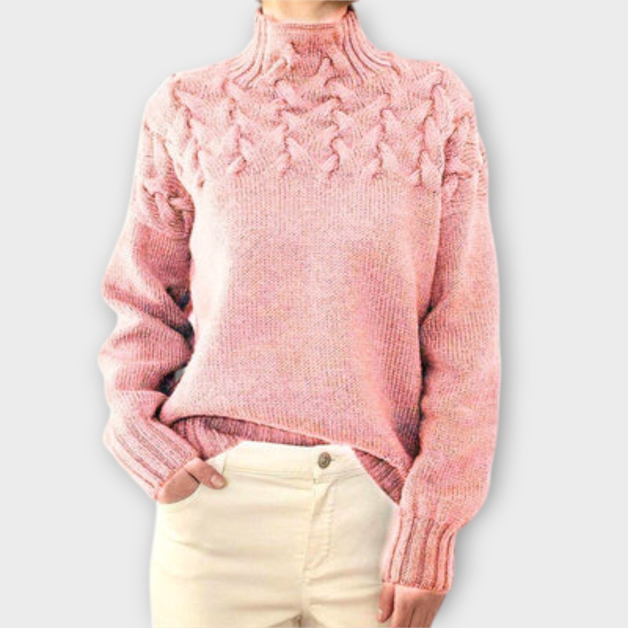 Eva - Damtröja med Kabelstickad Detalj