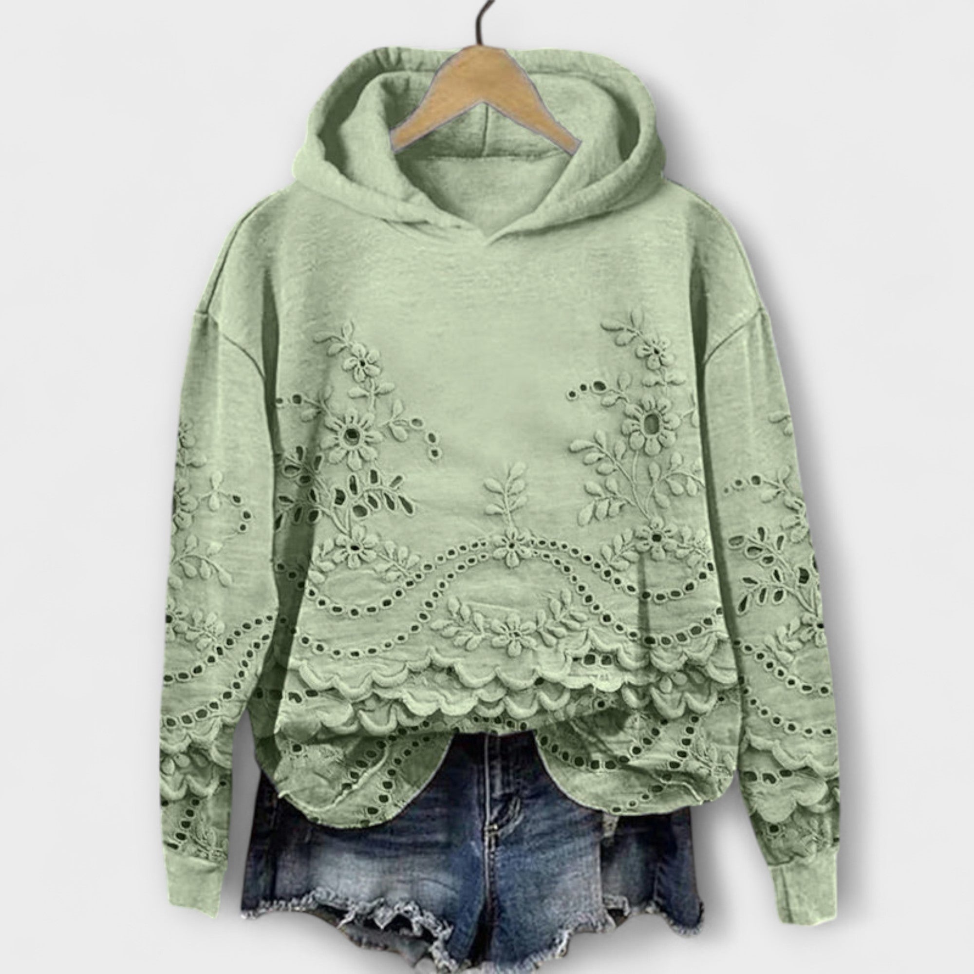 Grace – Vintage Hoodie med Blommönster
