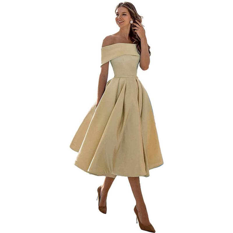 Romy - Chic Off-the-Shoulder Draperad Maxiklänning