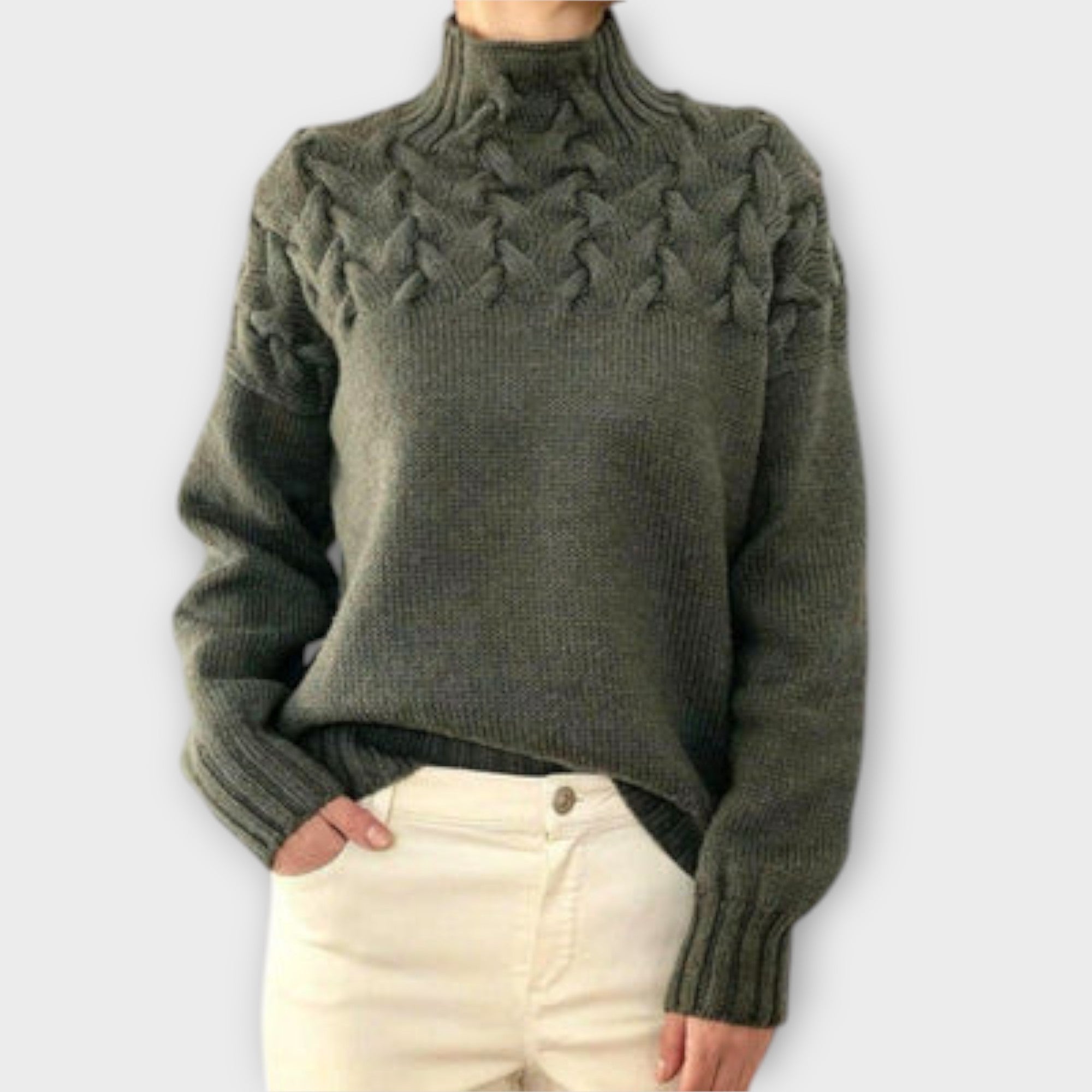 Eva - Damtröja med Kabelstickad Detalj