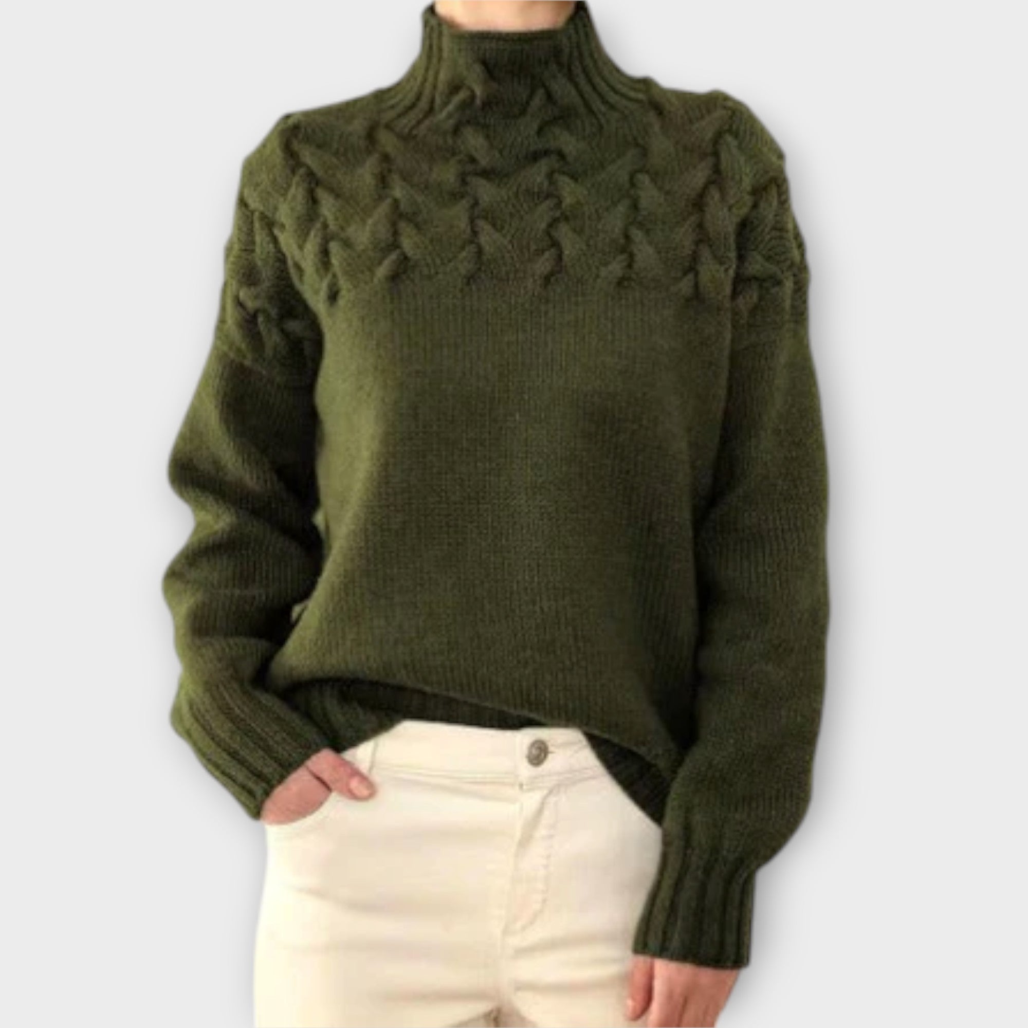 Eva - Damtröja med Kabelstickad Detalj