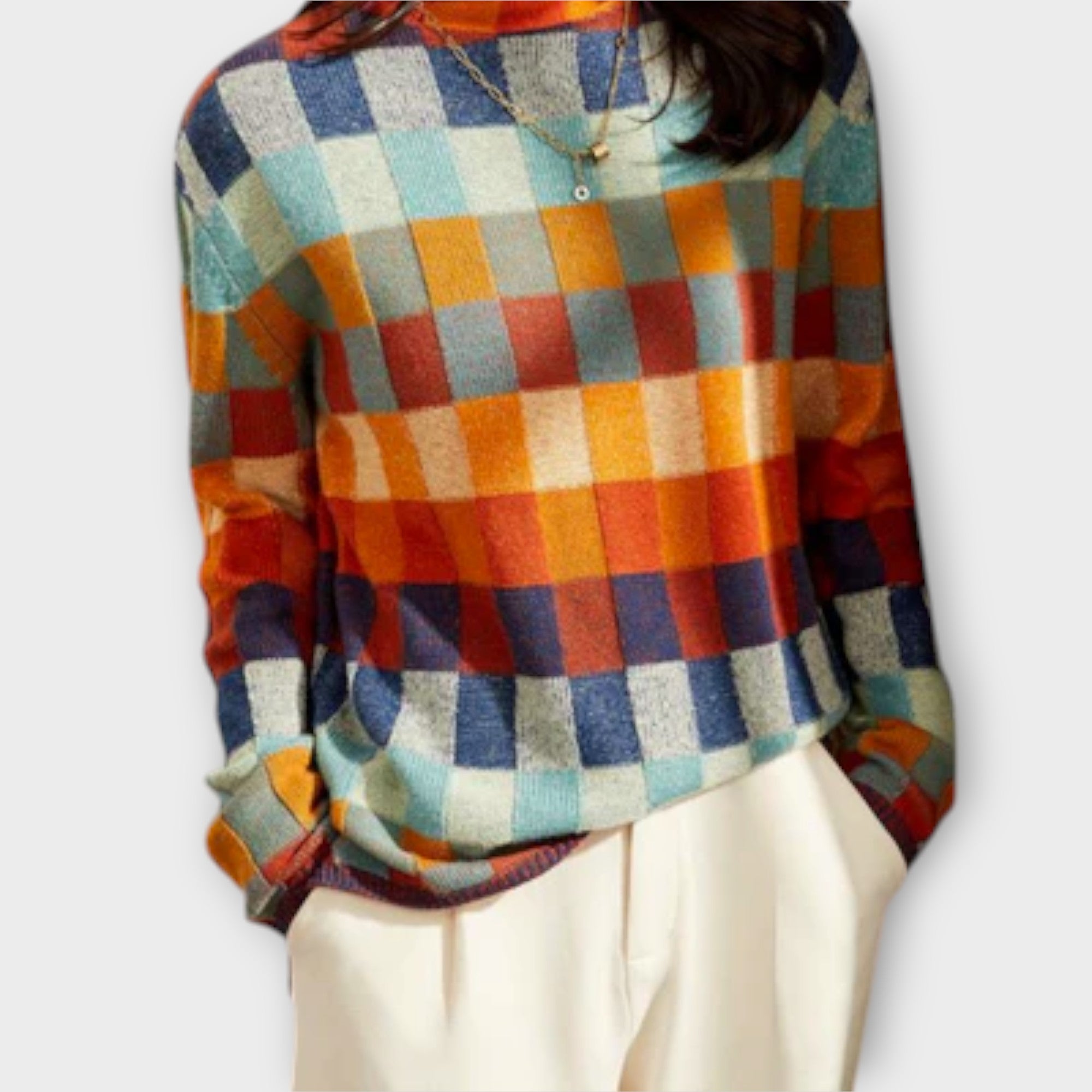 Erika - Patchwork Turtleneck Tröja