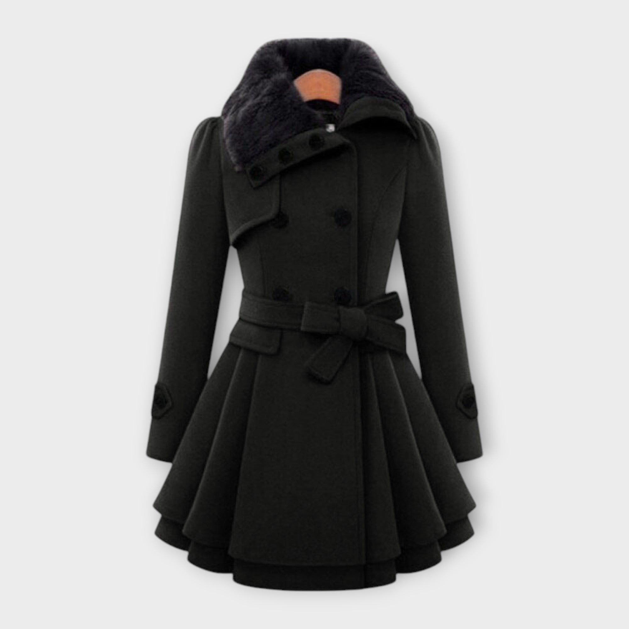 Emma - Elegant Kappa med Fuskpäls Krage