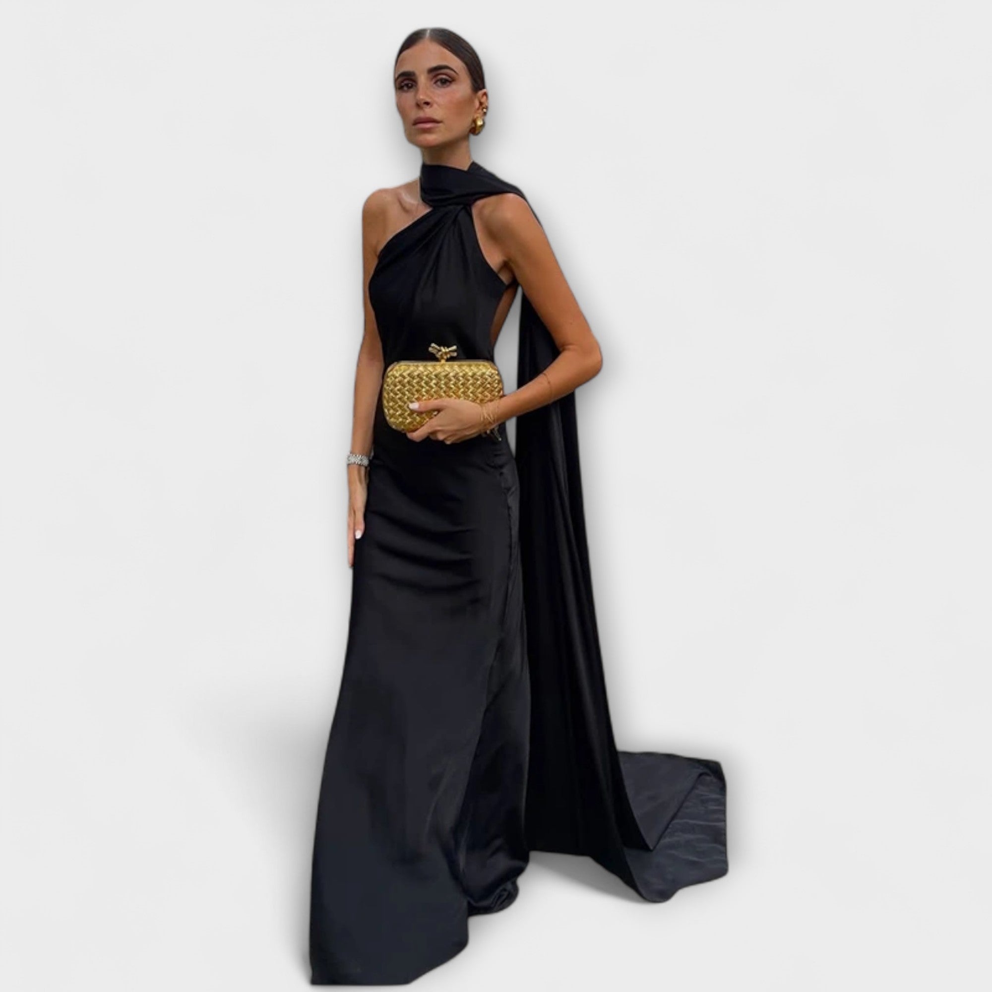 Chic Off-Shoulder Halter Maxi Klänning