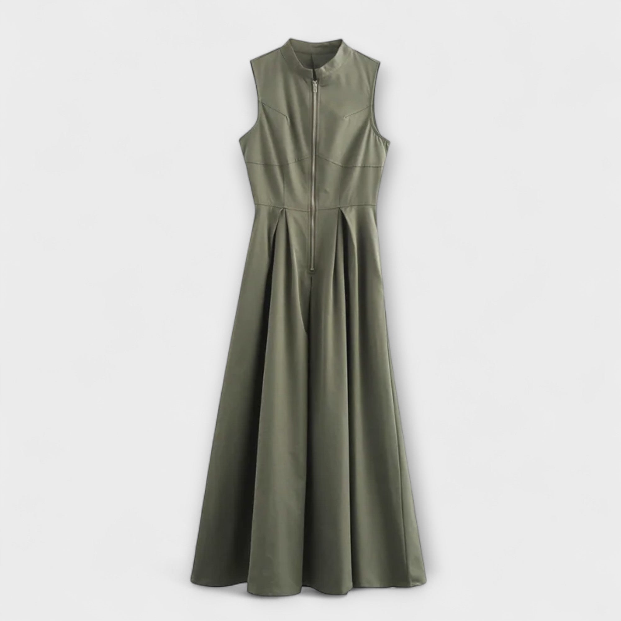 Ärmlös Plisserad Bodycon Midi Klänning