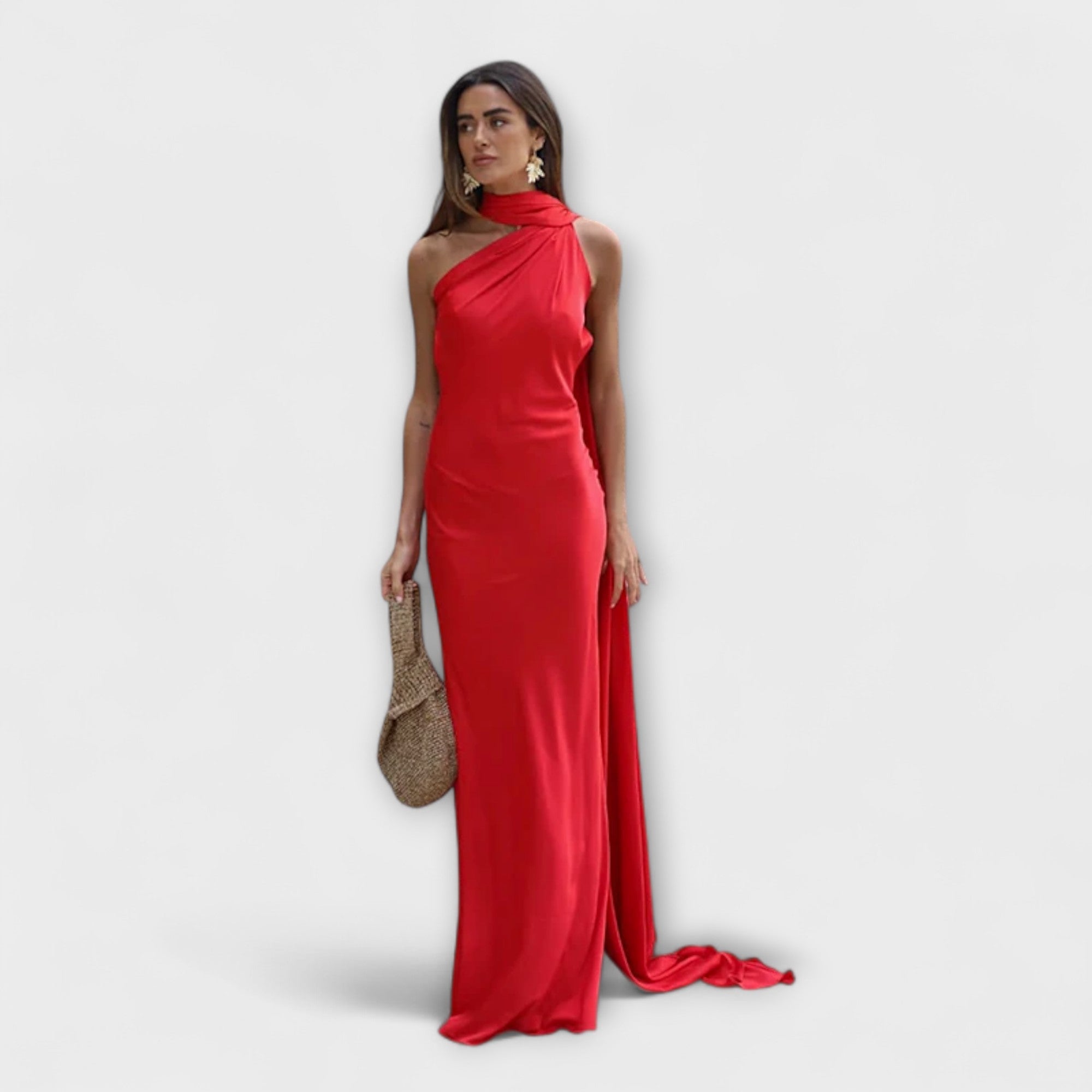 Chic Off-Shoulder Halter Maxi Klänning