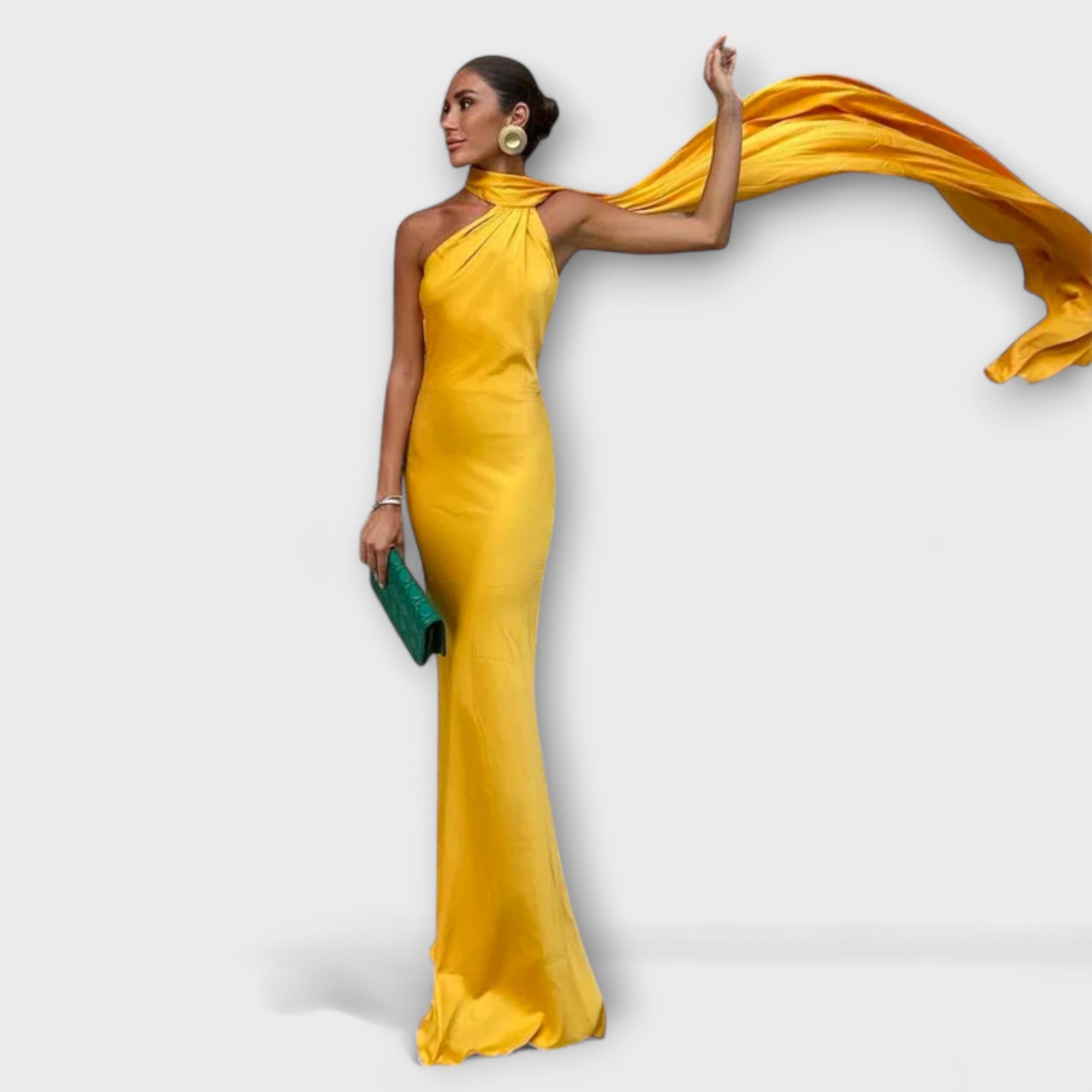 Chic Off-Shoulder Halter Maxi Klänning