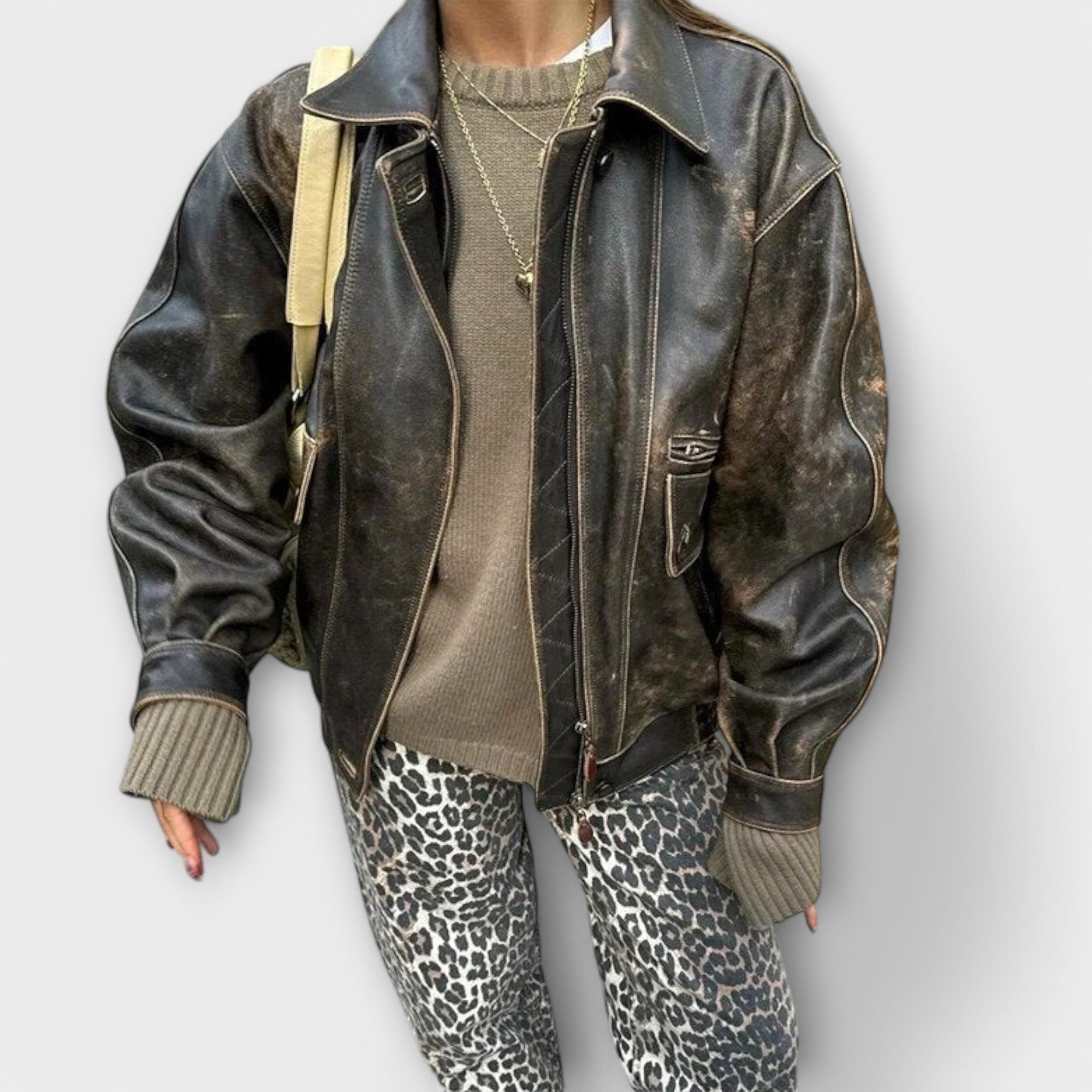 Chandra - Vintage Jeans med Leopardtryck