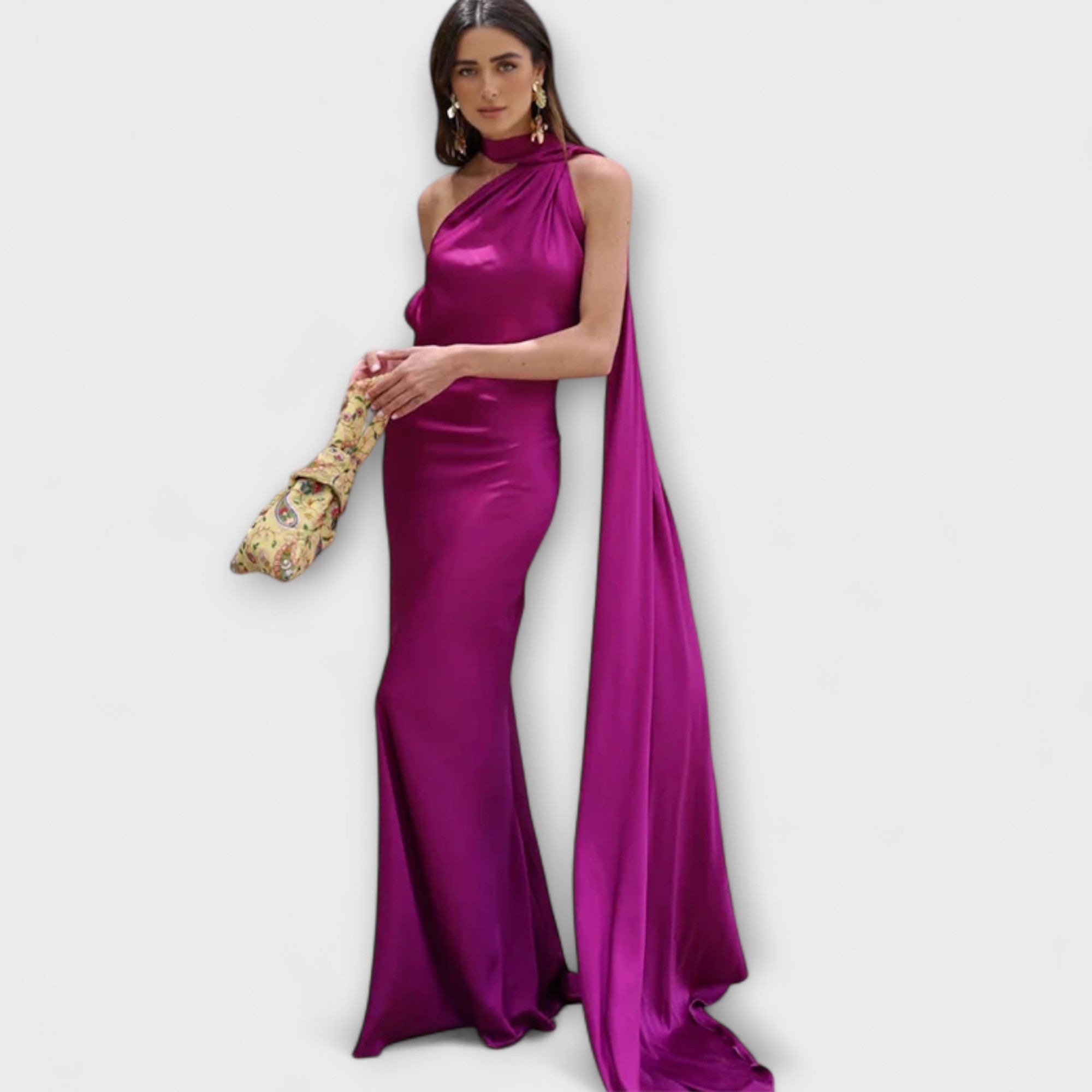 Chic Off-Shoulder Halter Maxi Klänning