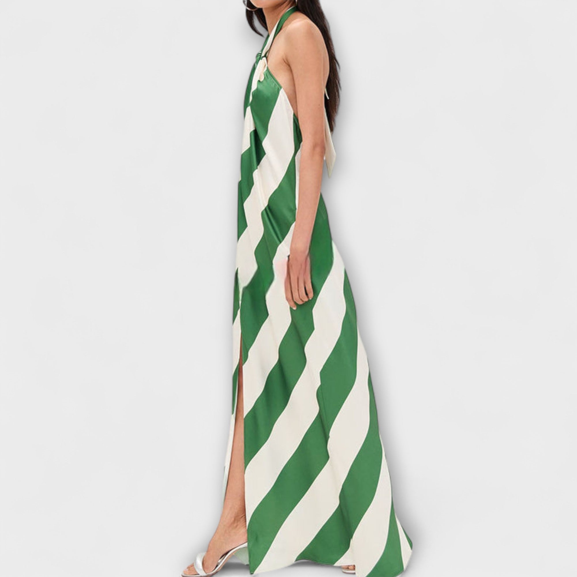 Marlowe - Randig Halterneck Backless Maxiklänning