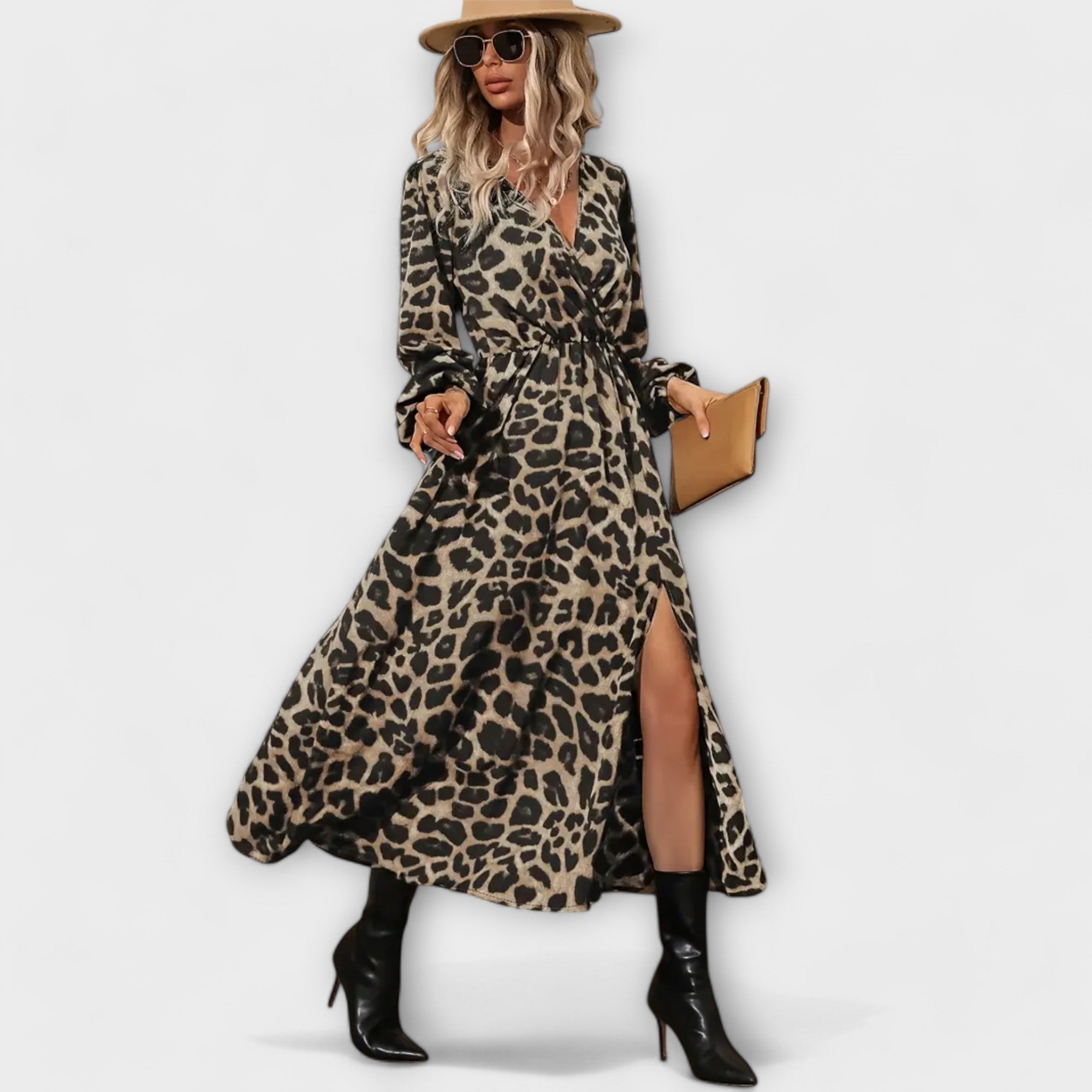 Natalie - Stilig Klänning med Leopardsmönster