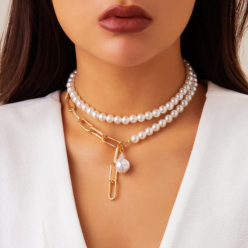 Vintage Pärl Halsband i Flerlagerdesign