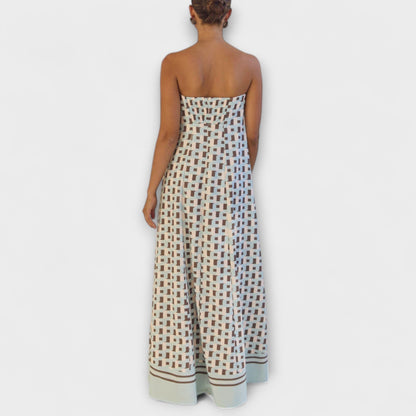 Hazel - Unik Geometrisk Off-Shoulder Maxi Klänning