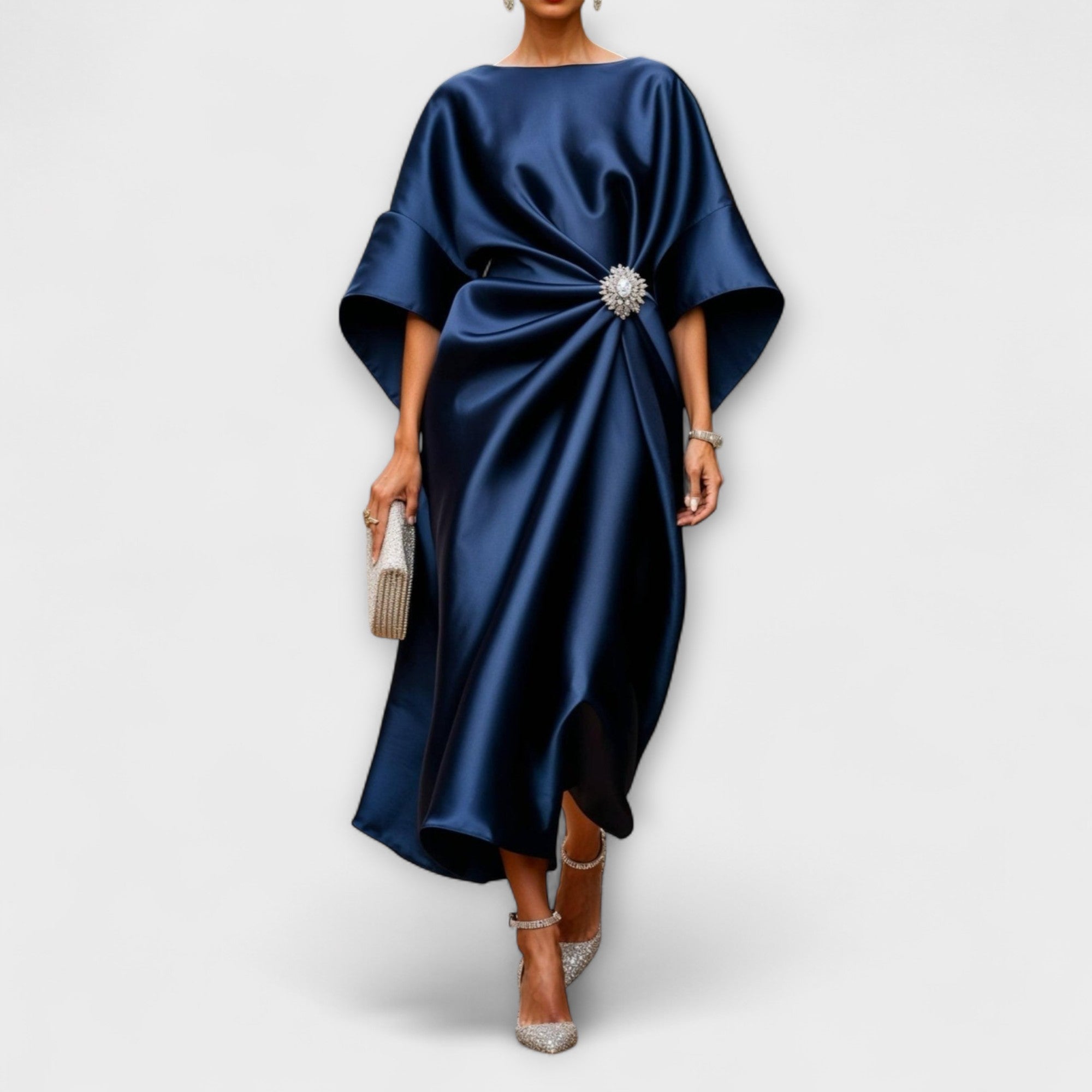 Luxe Shimmer Satin Lång Klänning