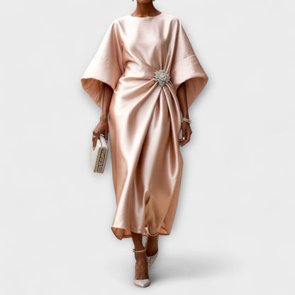 Luxe Shimmer Satin Lång Klänning
