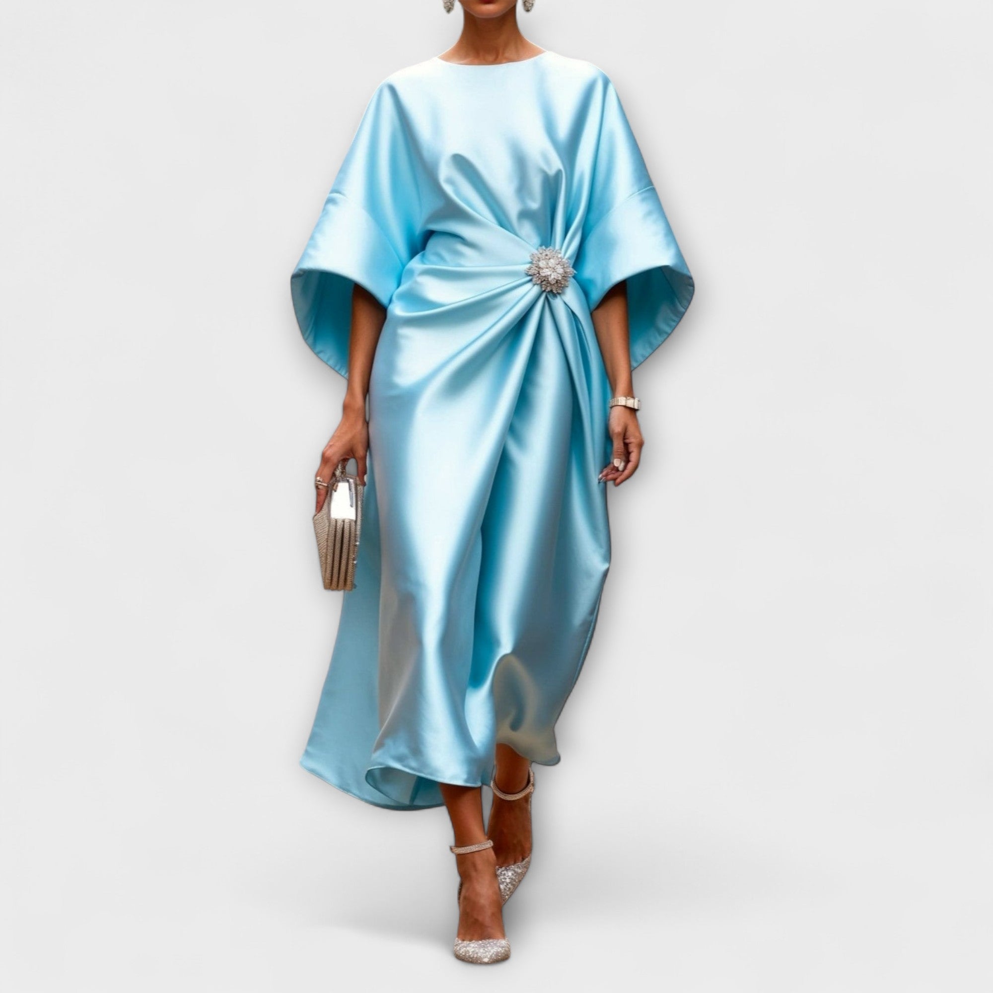 Luxe Shimmer Satin Lång Klänning