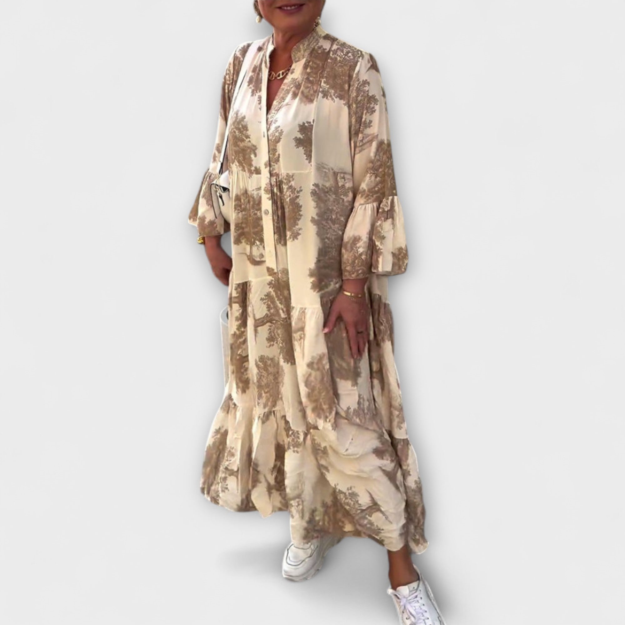 Nerina - Elegant Blommig Maxi Klänning