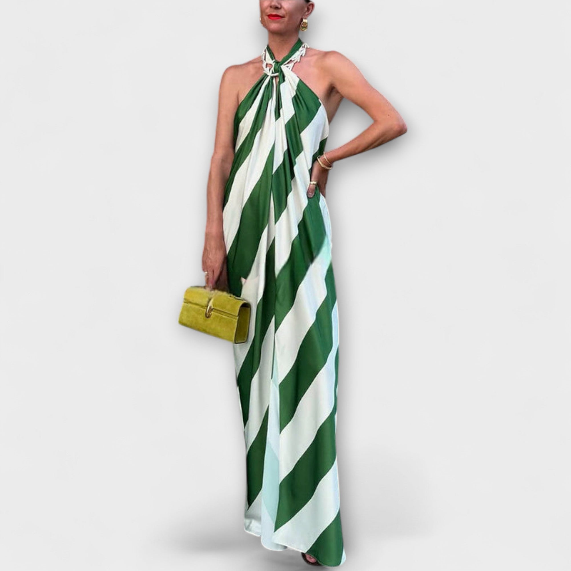 Marlowe - Randig Halterneck Backless Maxiklänning