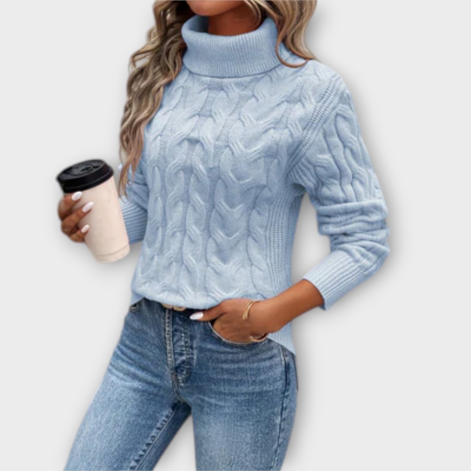 Amelia – Elegant Polotröja Stickad