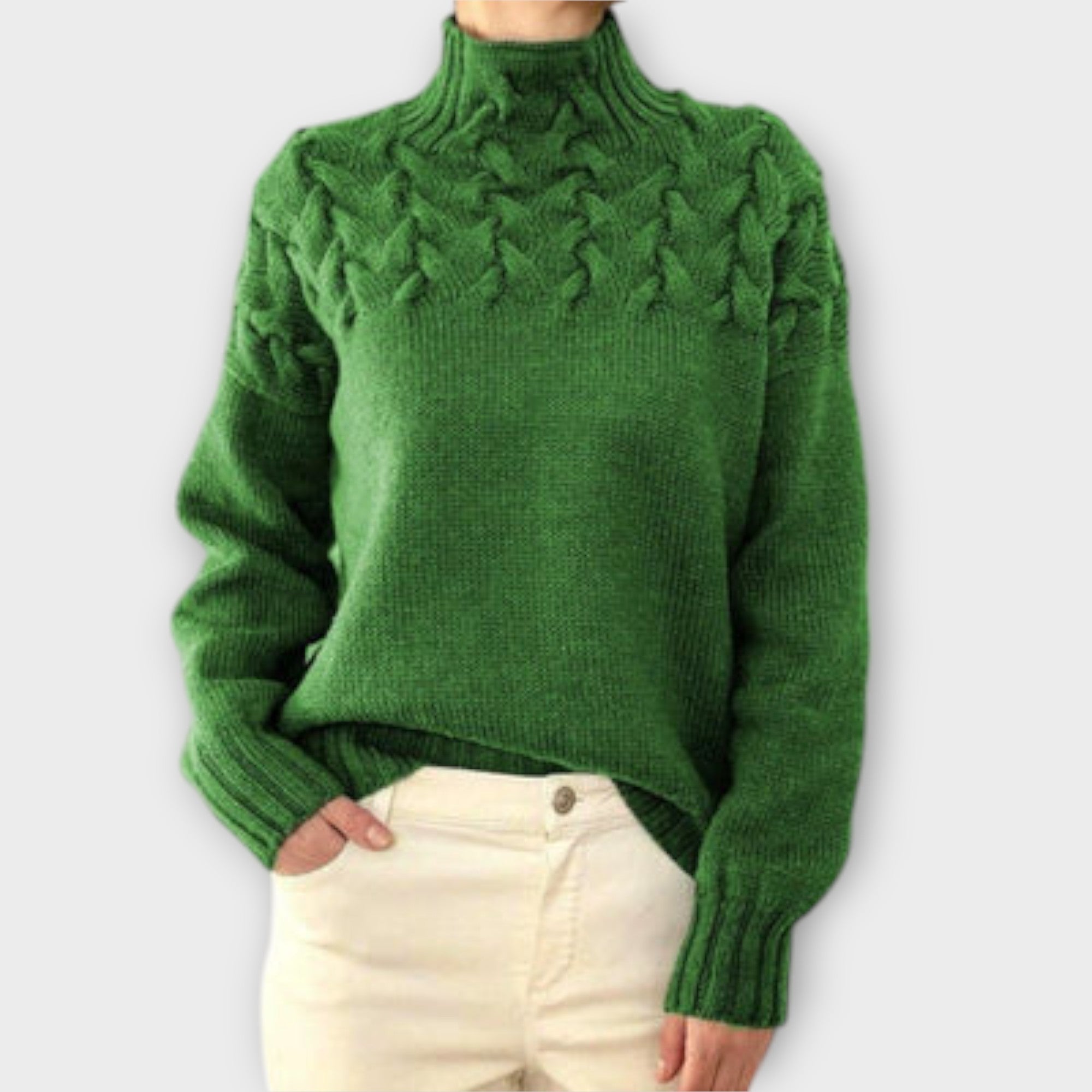 Eva - Damtröja med Kabelstickad Detalj