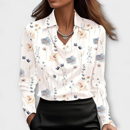 Skinande Blus med Volangkrage