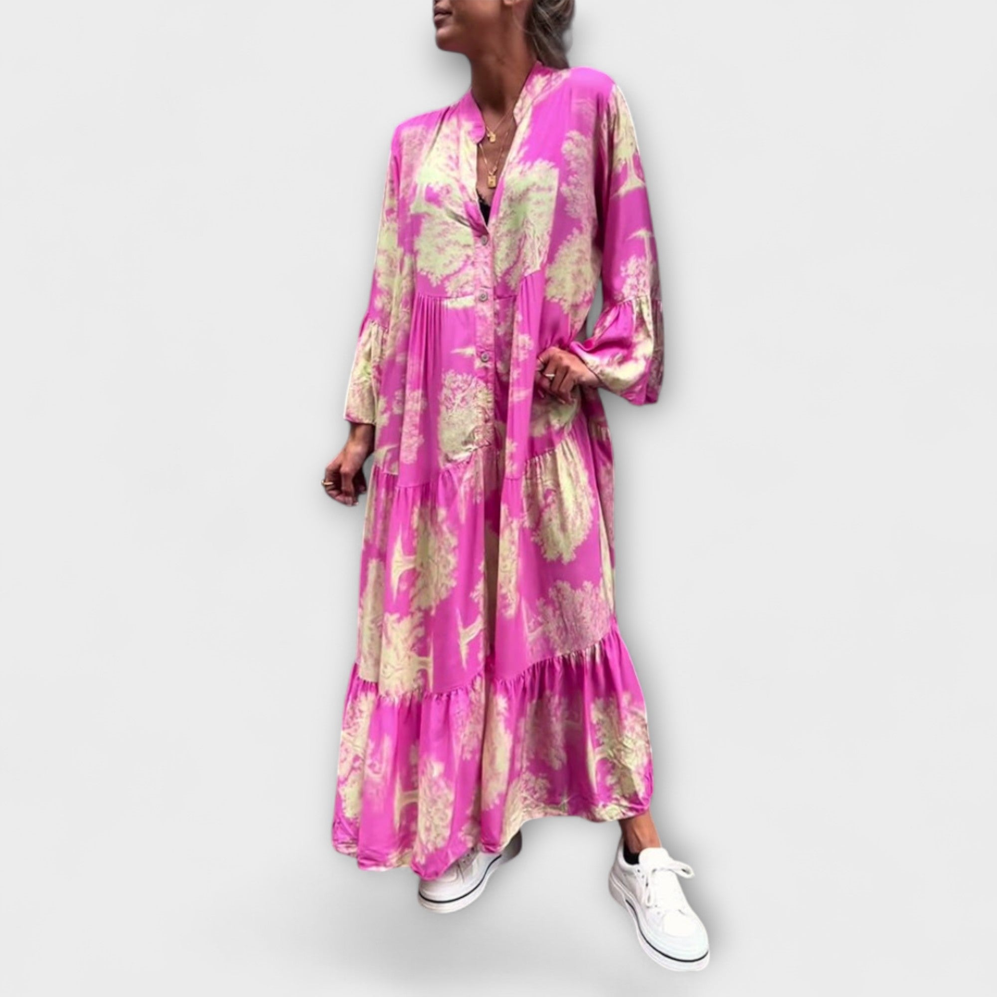 Nerina - Elegant Blommig Maxi Klänning