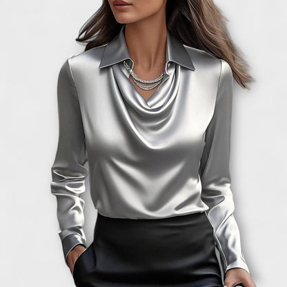 Skinande Blus med Volangkrage