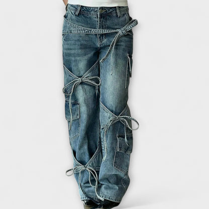 Paloma - Utility Denim Jeans med Knutdetalj
