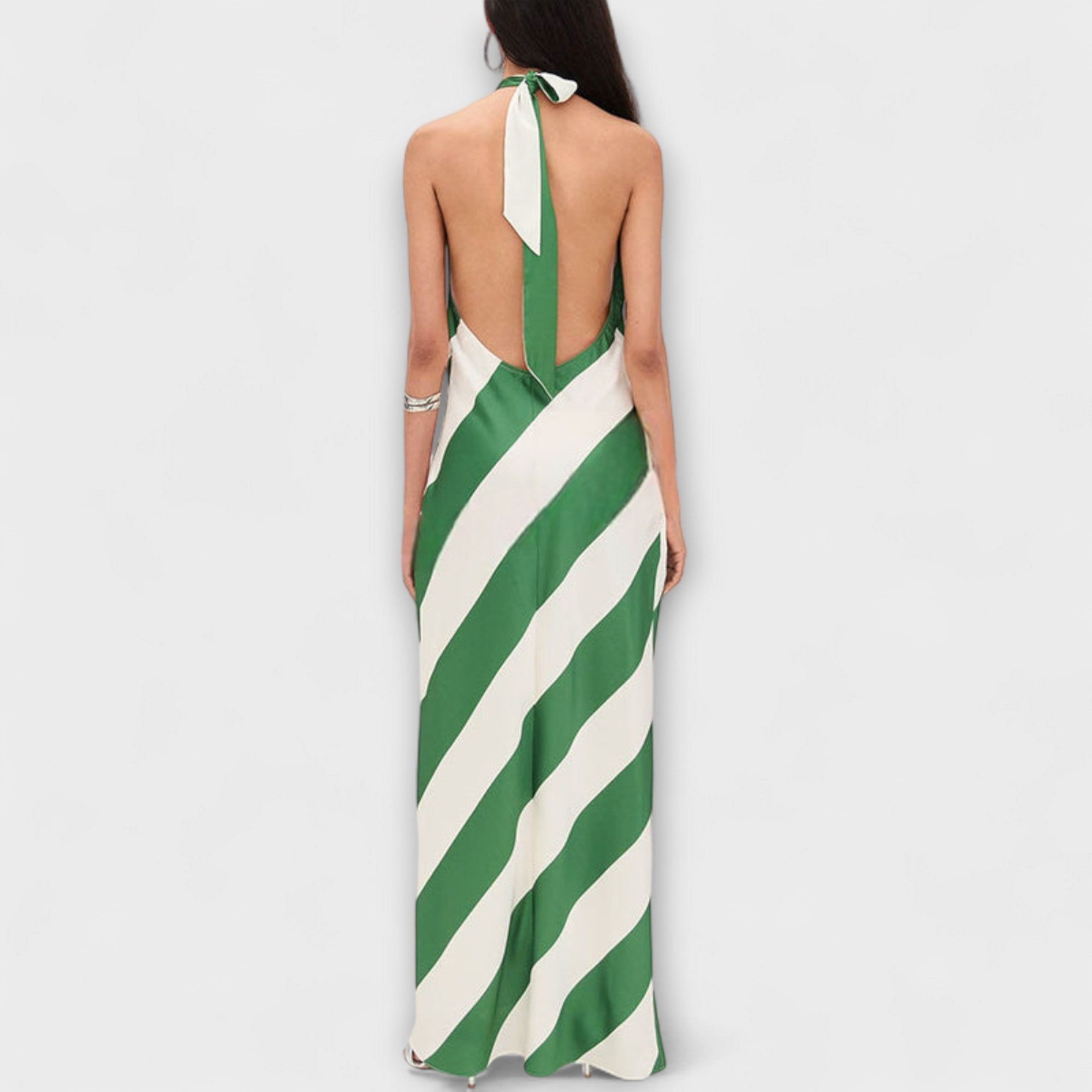 Marlowe - Randig Halterneck Backless Maxiklänning