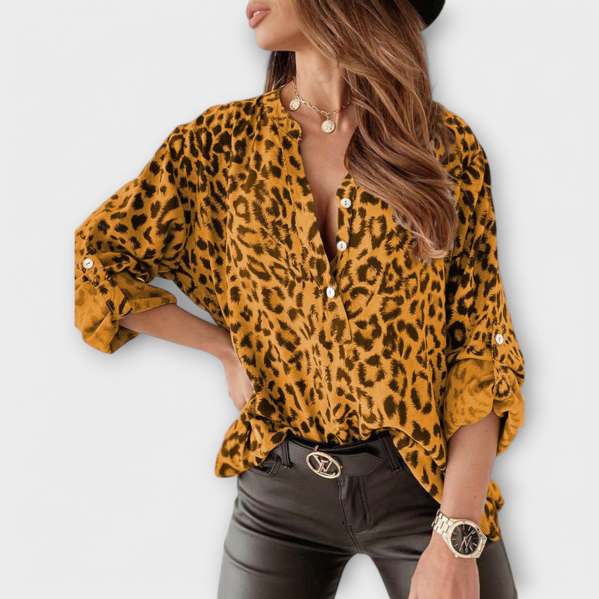 Mode Blus med Leopardtryck