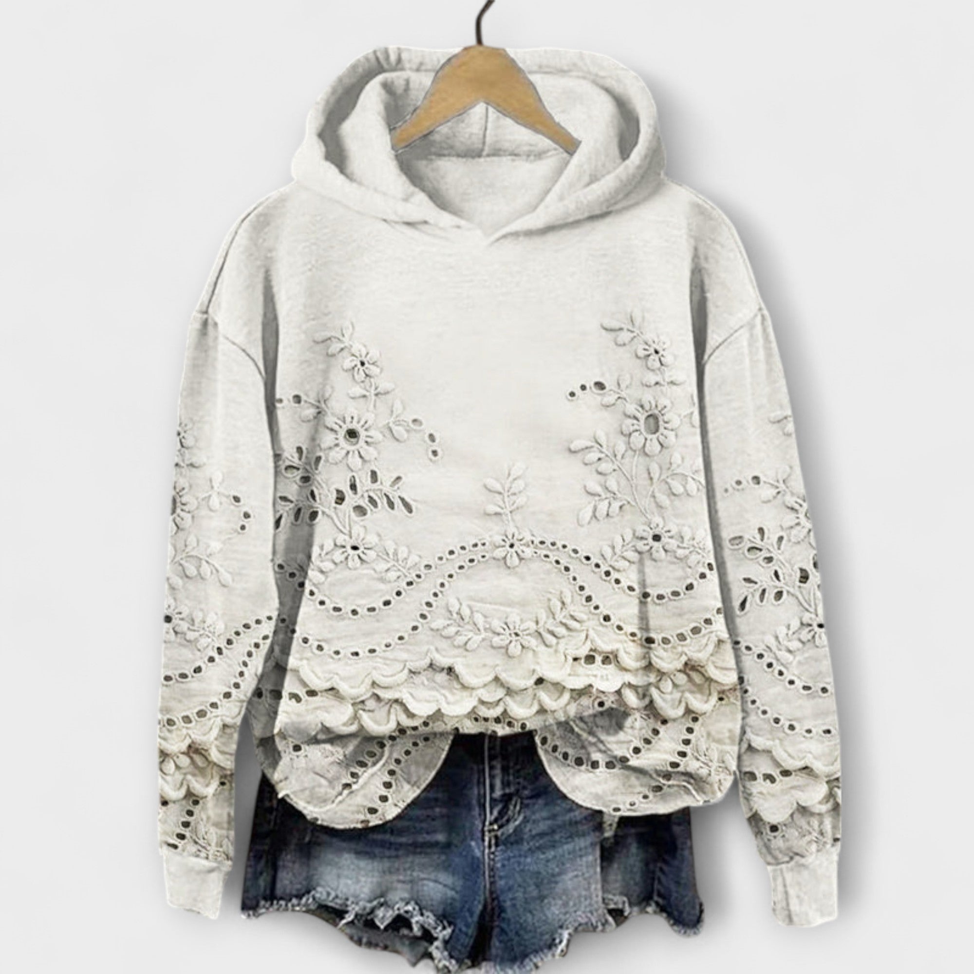 Grace – Vintage Hoodie med Blommönster