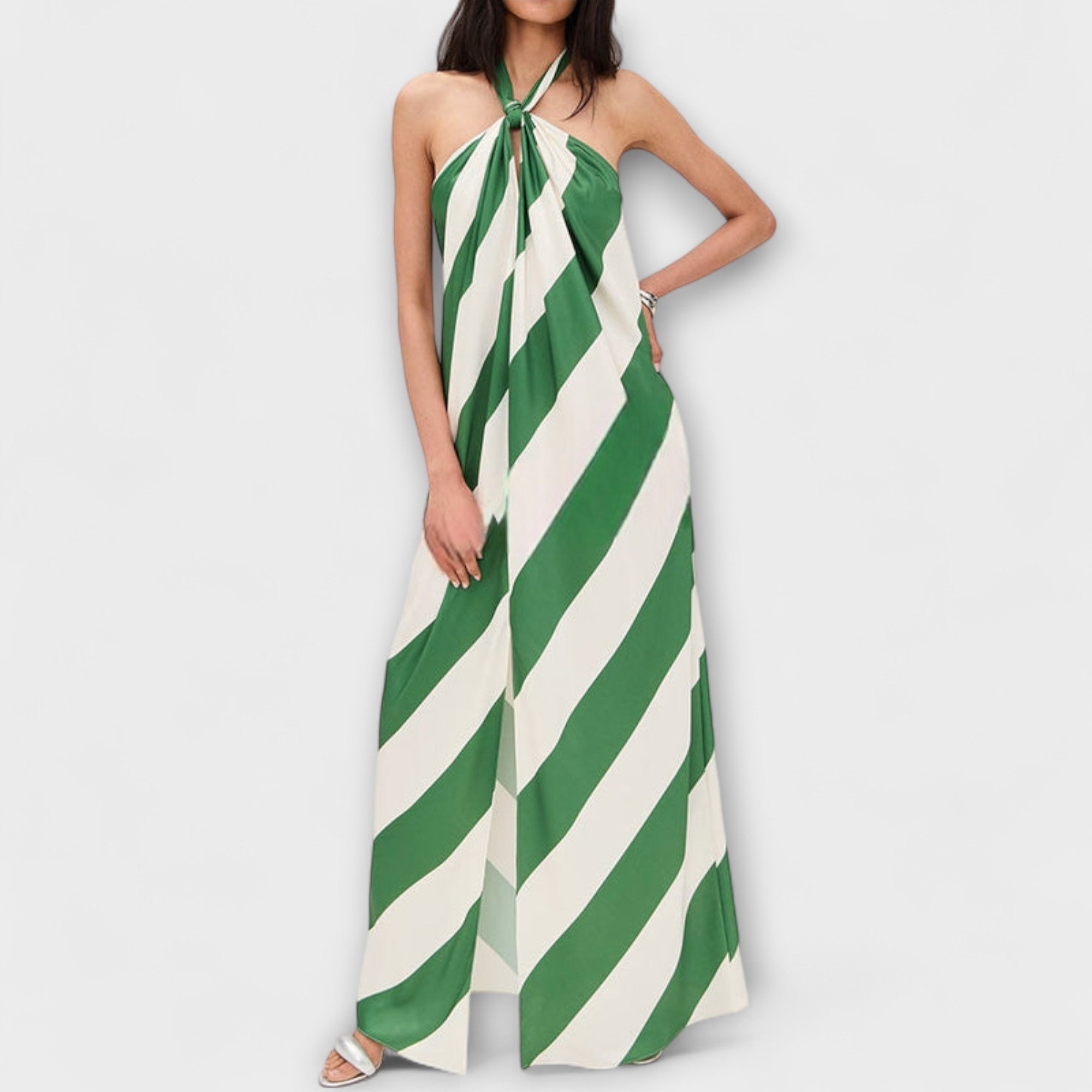 Marlowe - Randig Halterneck Backless Maxiklänning