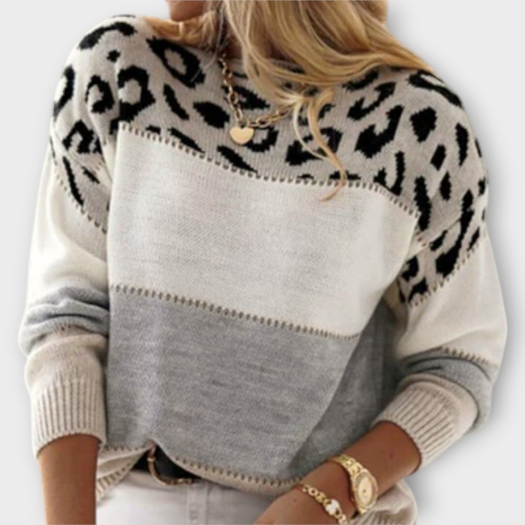 Cheyenne - Avslappnad Tröja med Leoparddesign