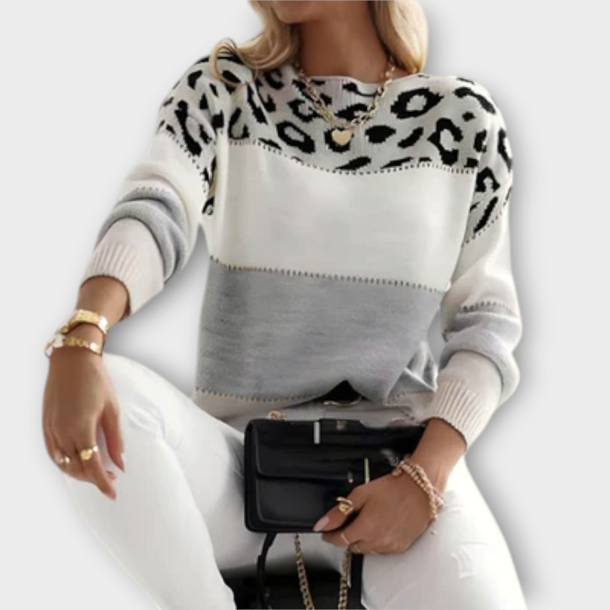 Cheyenne - Avslappnad Tröja med Leoparddesign