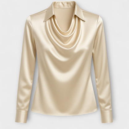 Skinande Blus med Volangkrage