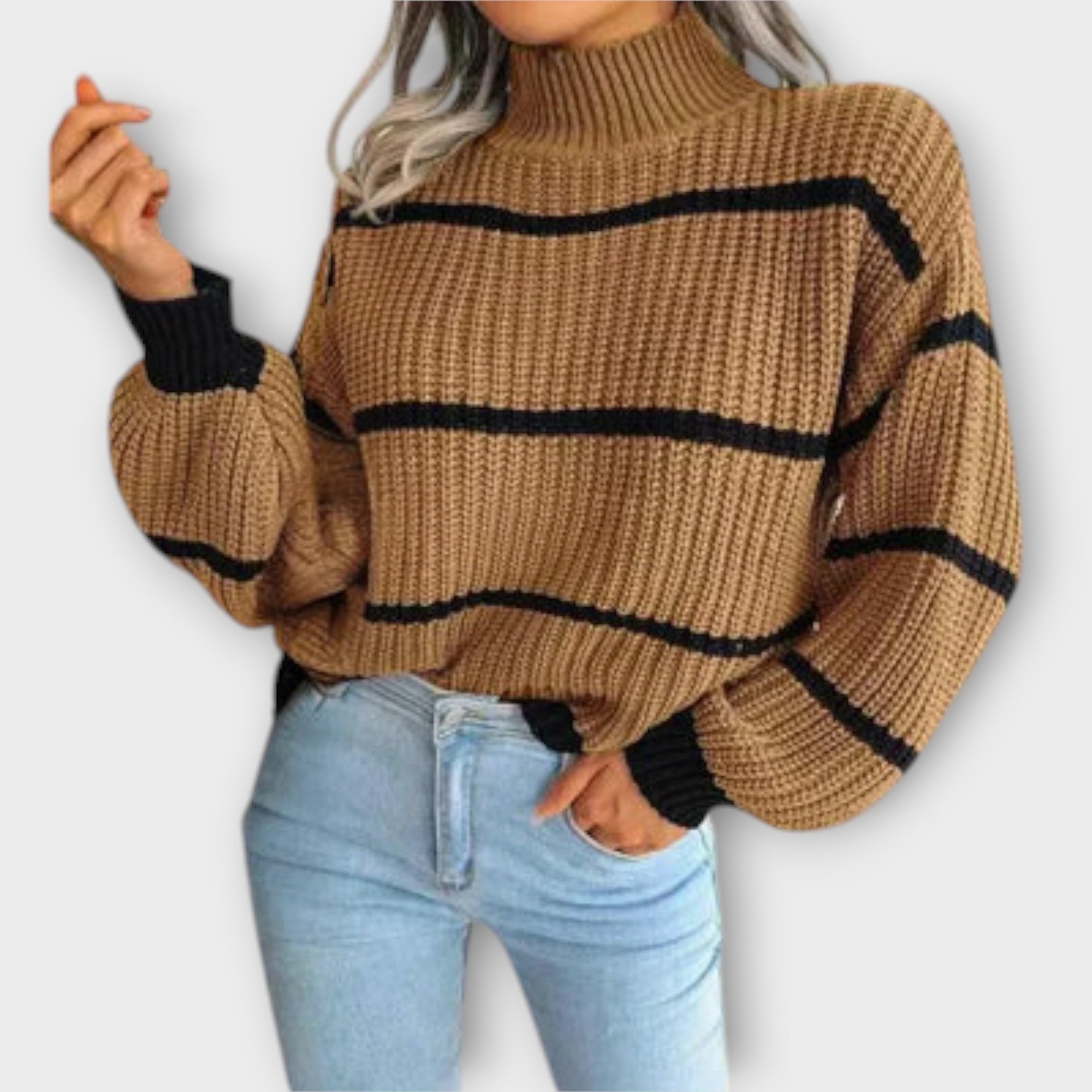 Chavala - Turtleneck Tröja med Ränder