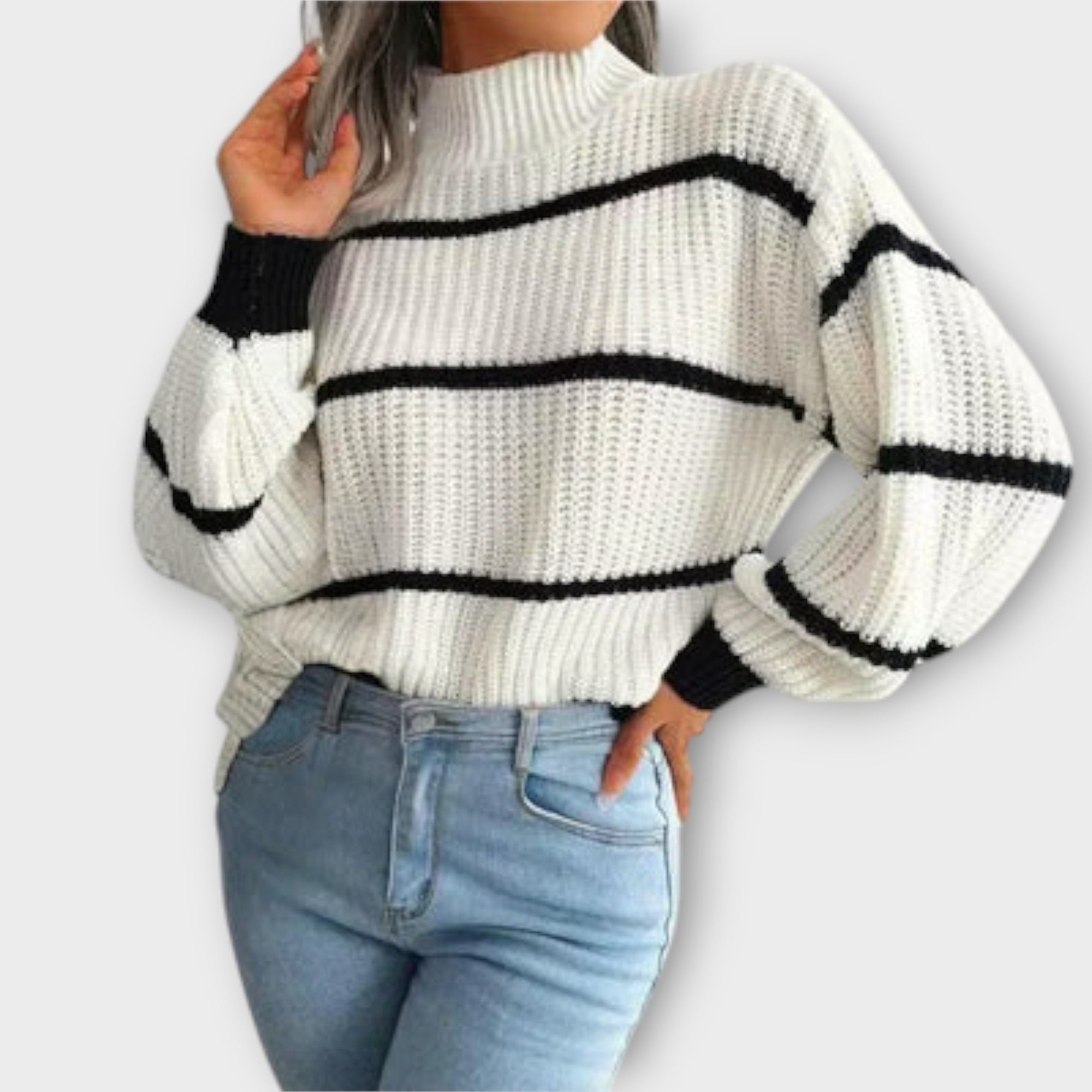 Chavala - Turtleneck Tröja med Ränder
