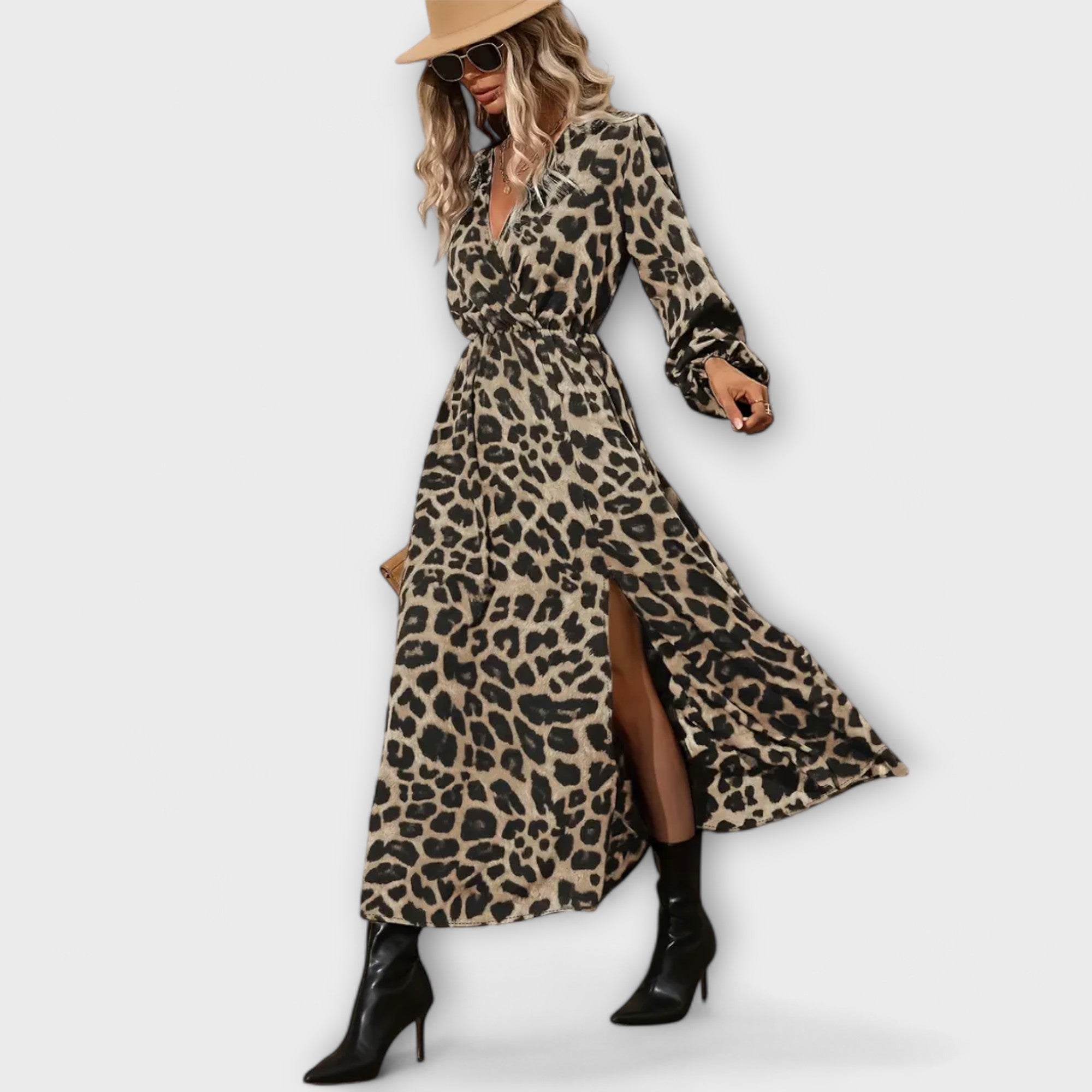 Natalie - Stilig Klänning med Leopardsmönster