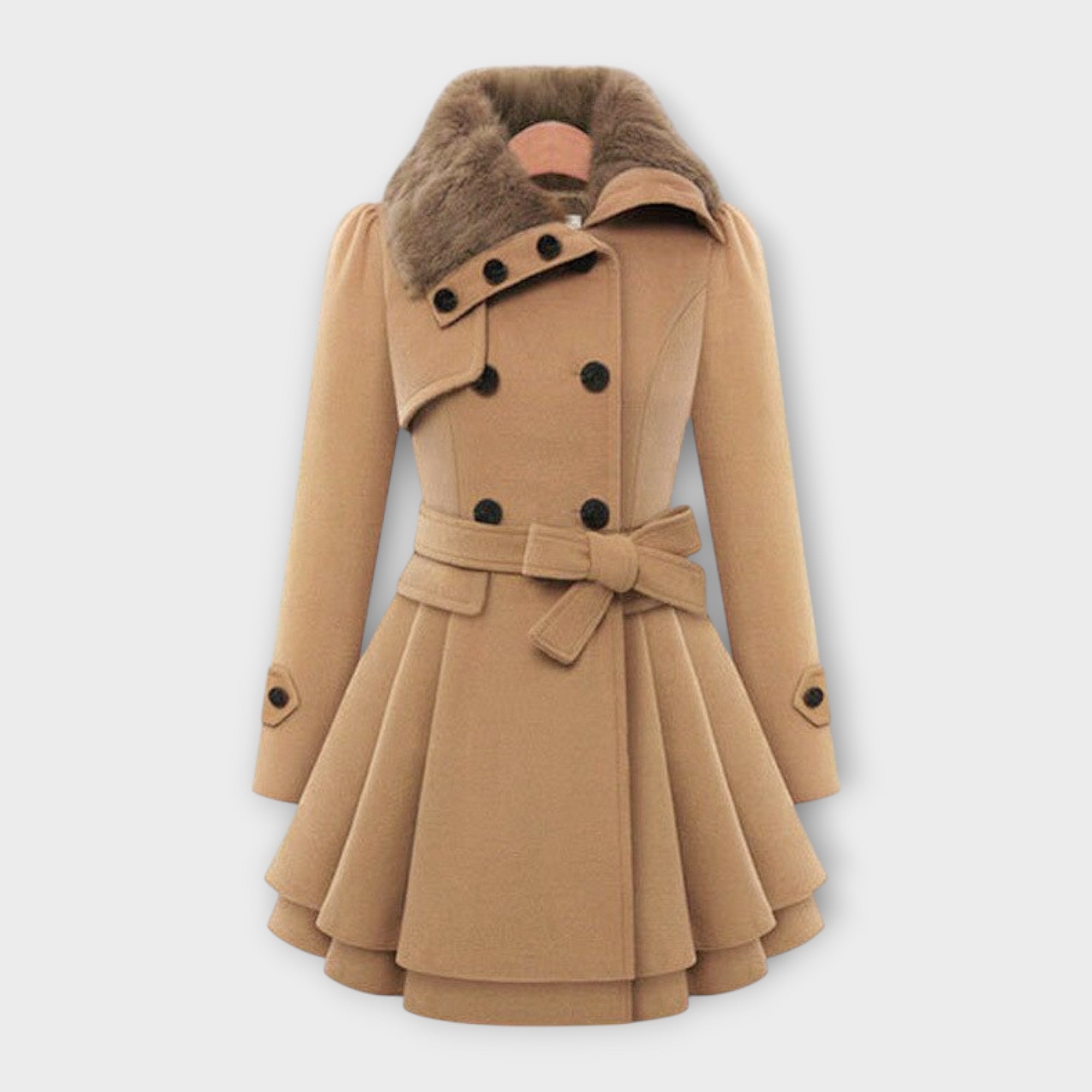 Emma - Elegant Kappa med Fuskpäls Krage