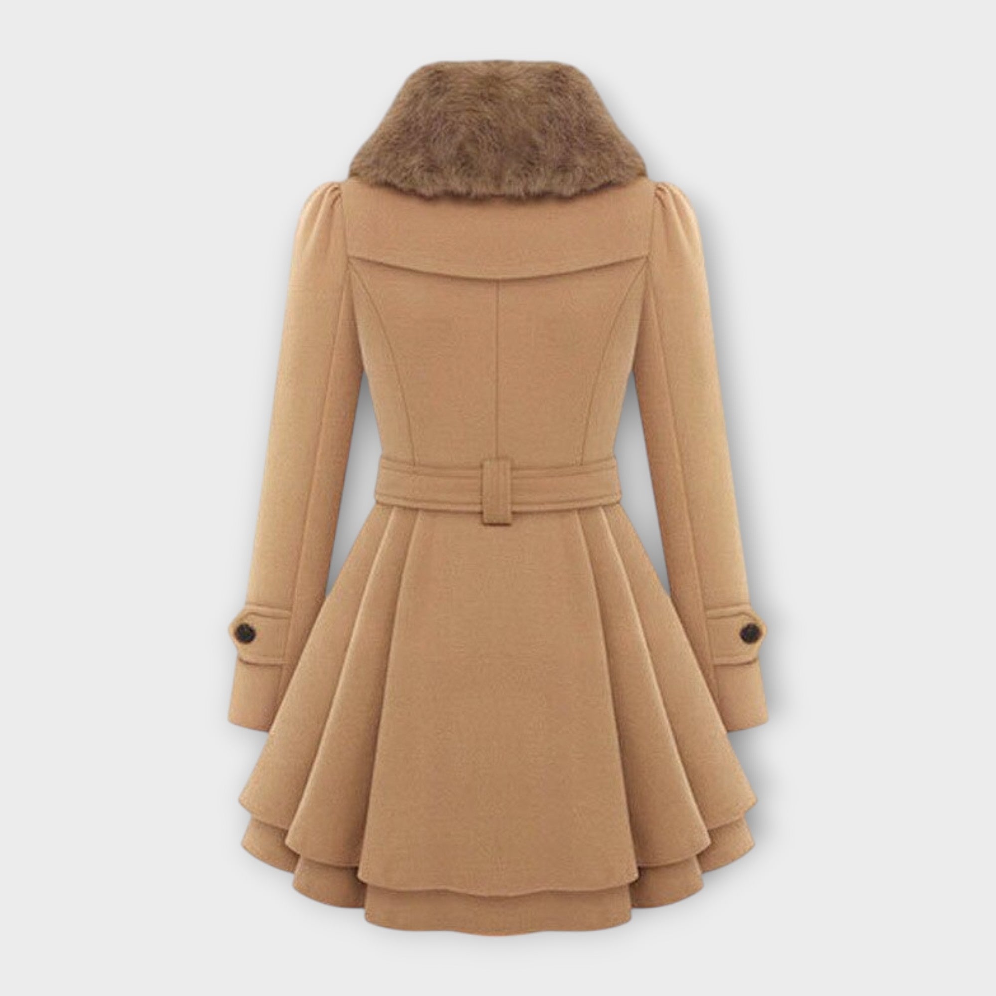 Emma - Elegant Kappa med Fuskpäls Krage