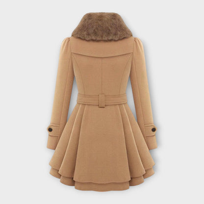 Emma - Elegant Kappa med Fuskpäls Krage