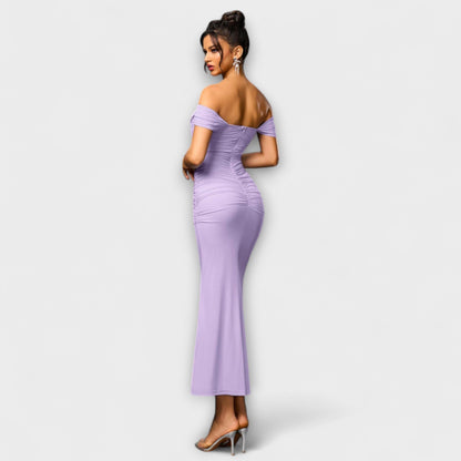 Ione - Off-Shoulder Ruching Bodycon Klänning