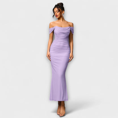 Ione - Off-Shoulder Ruching Bodycon Klänning